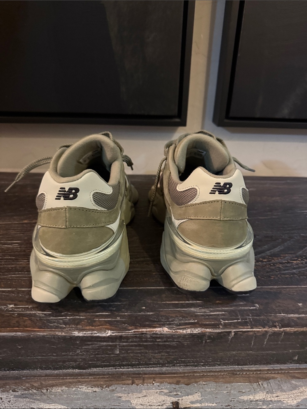 New Balance Women's Olive/Tan Athletic Sneakers - Picture 4 of 6